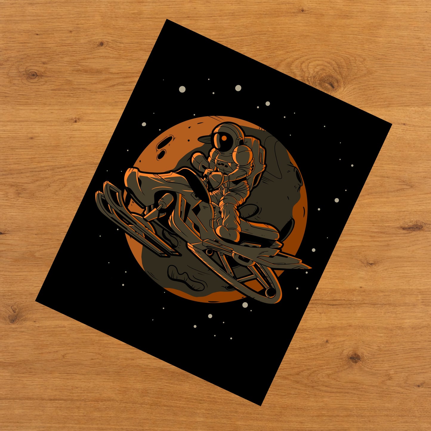 Snowmobiling Astronaut Outer Space Spaceman 8"x10" Wall Art Print