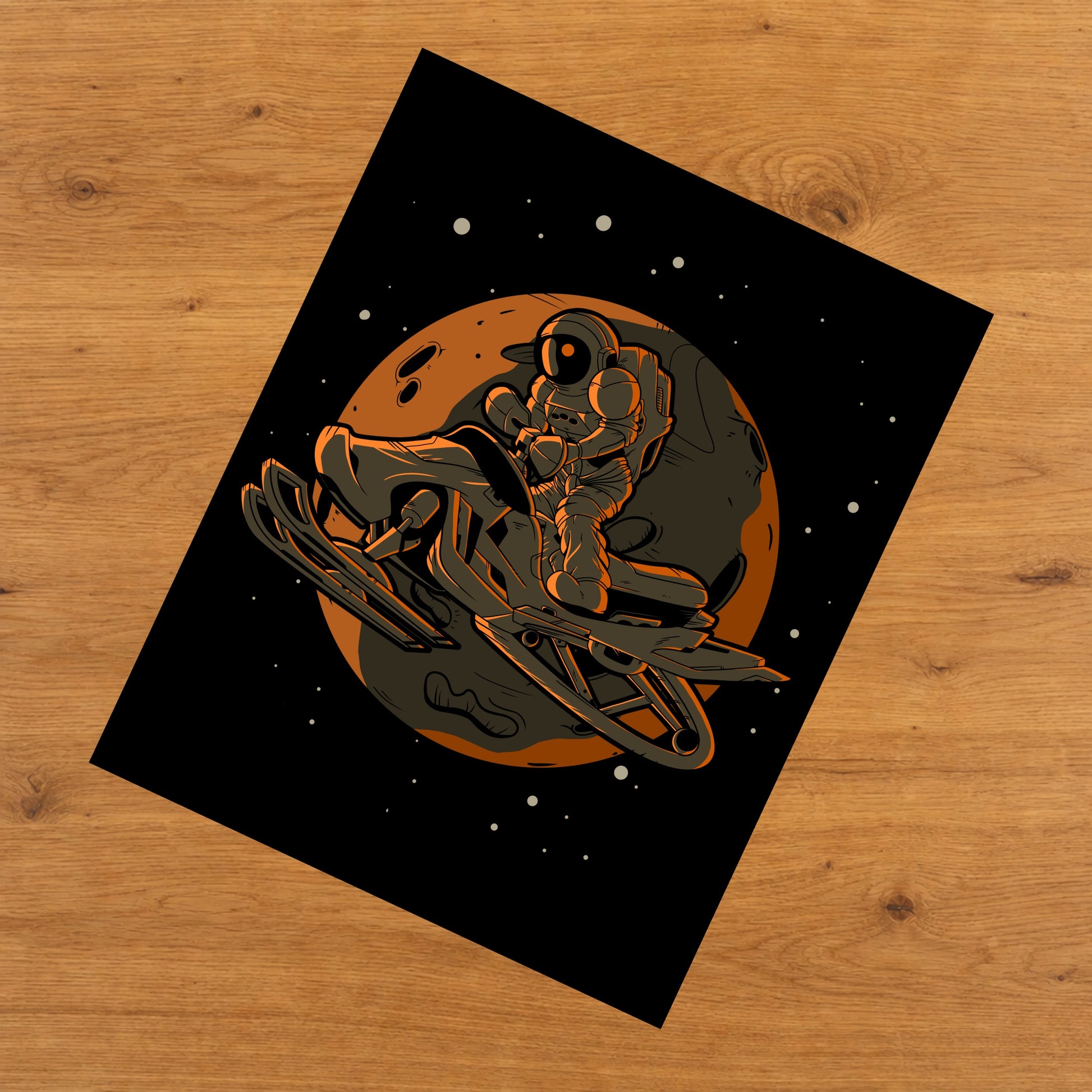 Snowmobiling Astronaut Outer Space Spaceman 8"x10" Wall Art Print