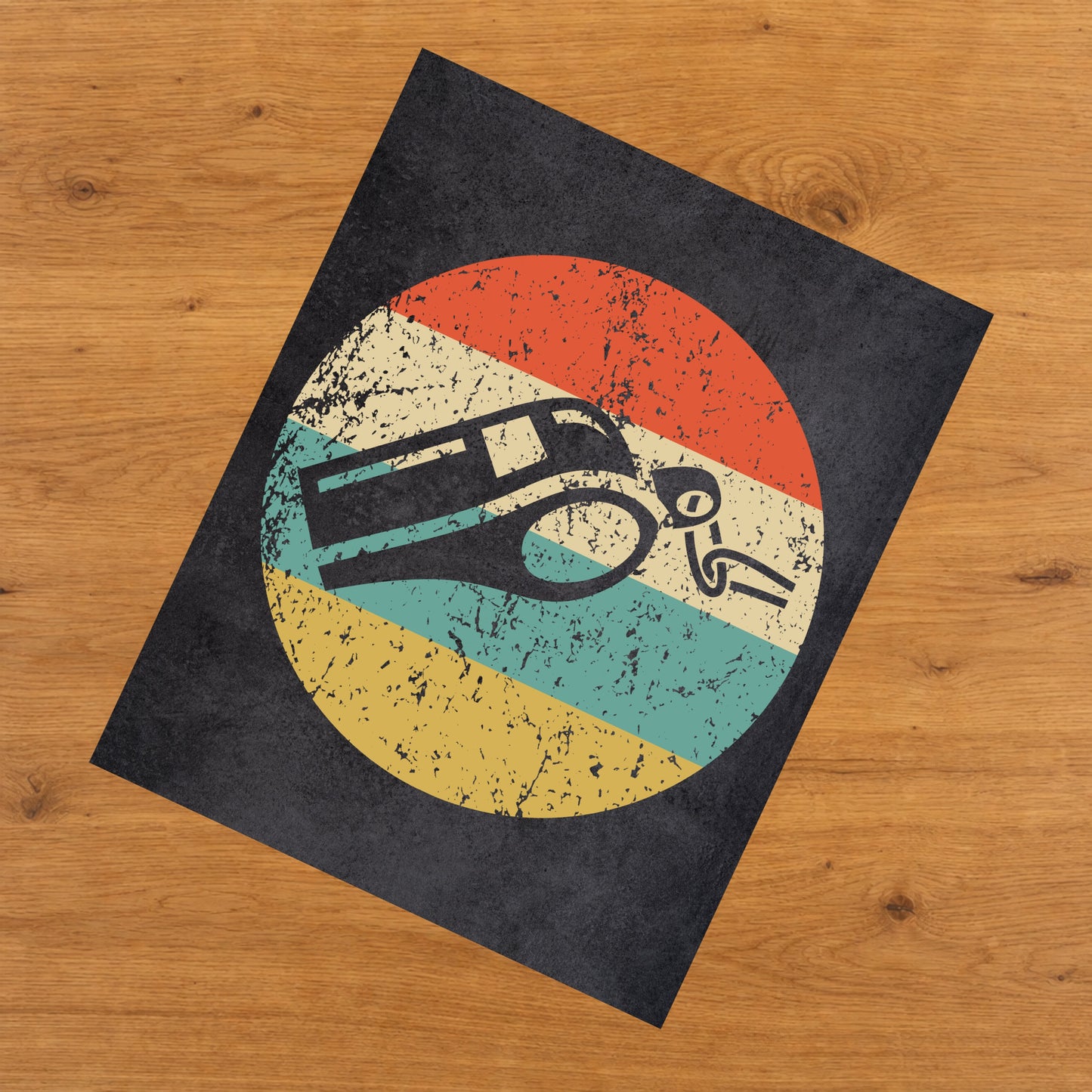 Whistle Referee Icon Retro 8"x10" Wall Art Print