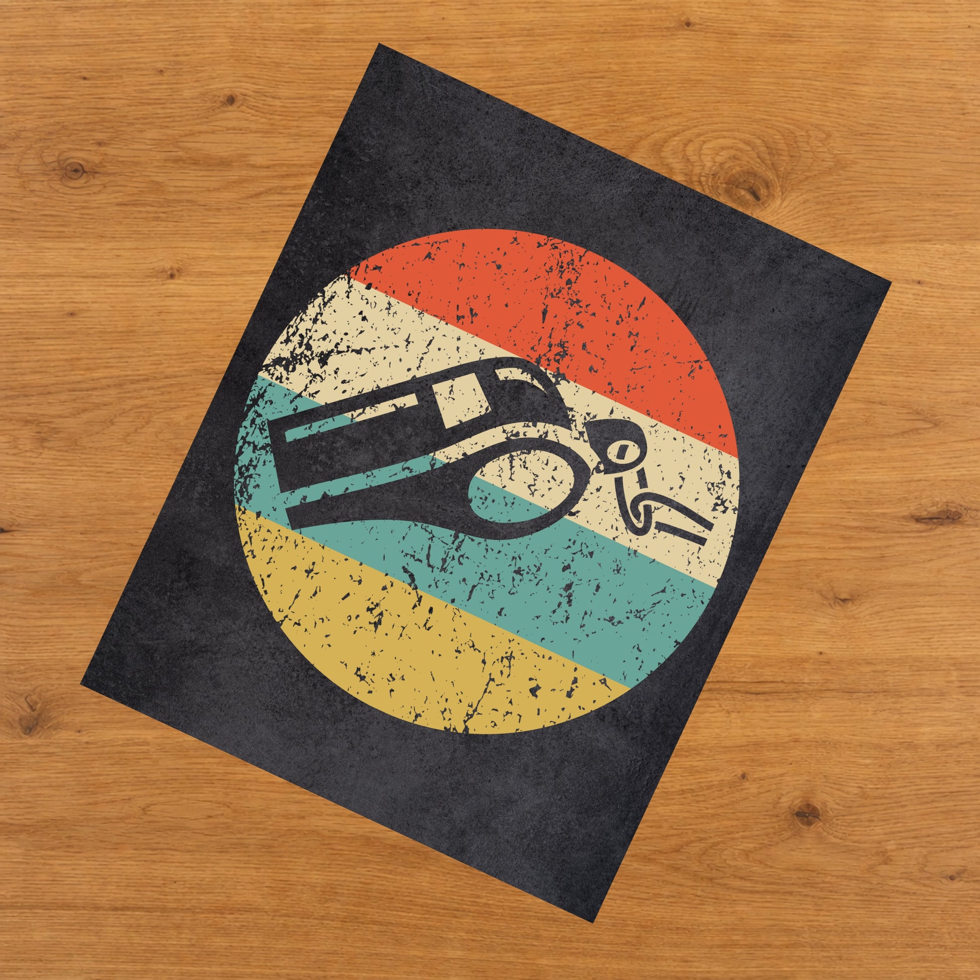 Whistle Referee Icon Retro 8"x10" Wall Art Print