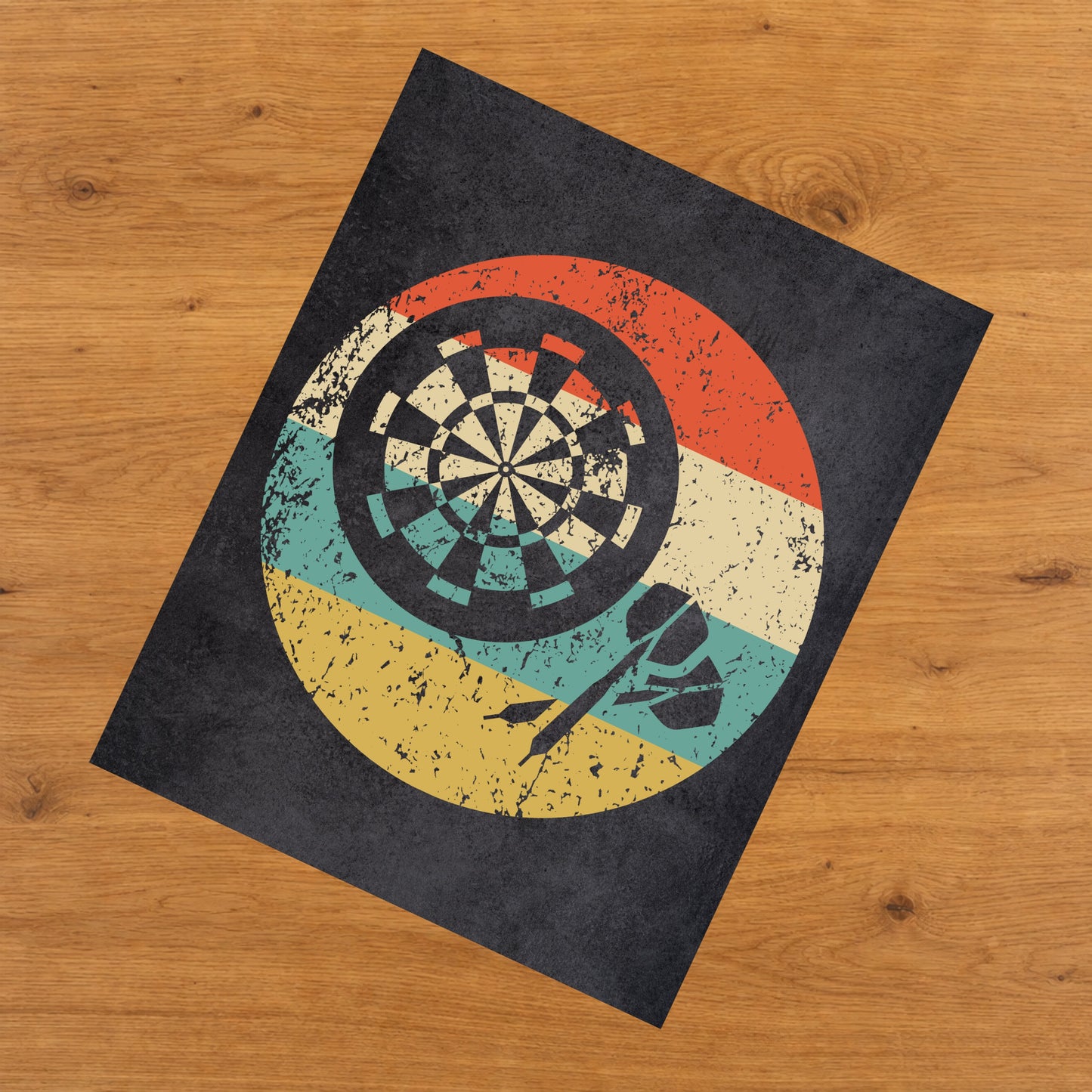 Darts and Dartboard Icon Retro 8"x10" Wall Art Print