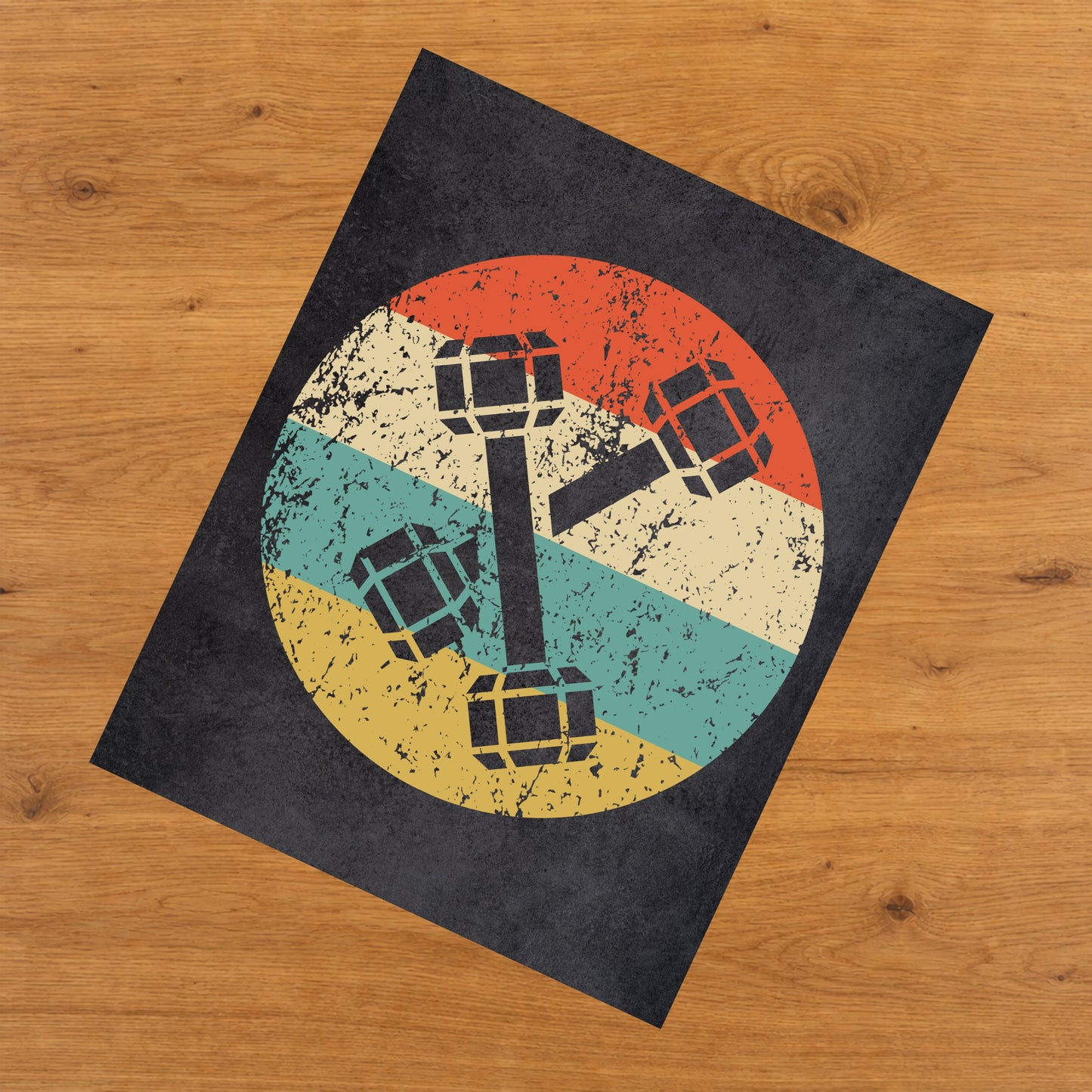 Dumbbell Weights Weightlifting Icon Retro 8"x10" Wall Art Print