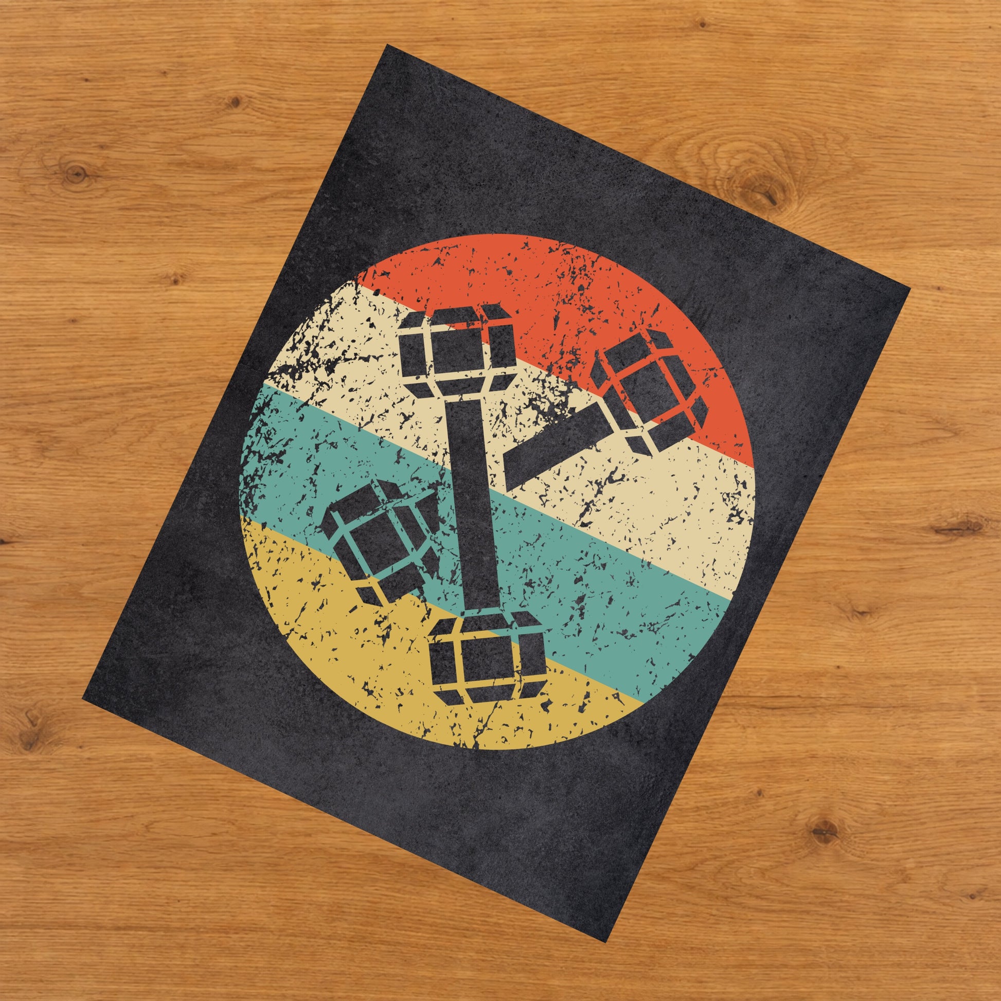 Dumbbell Weights Weightlifting Icon Retro 8"x10" Wall Art Print