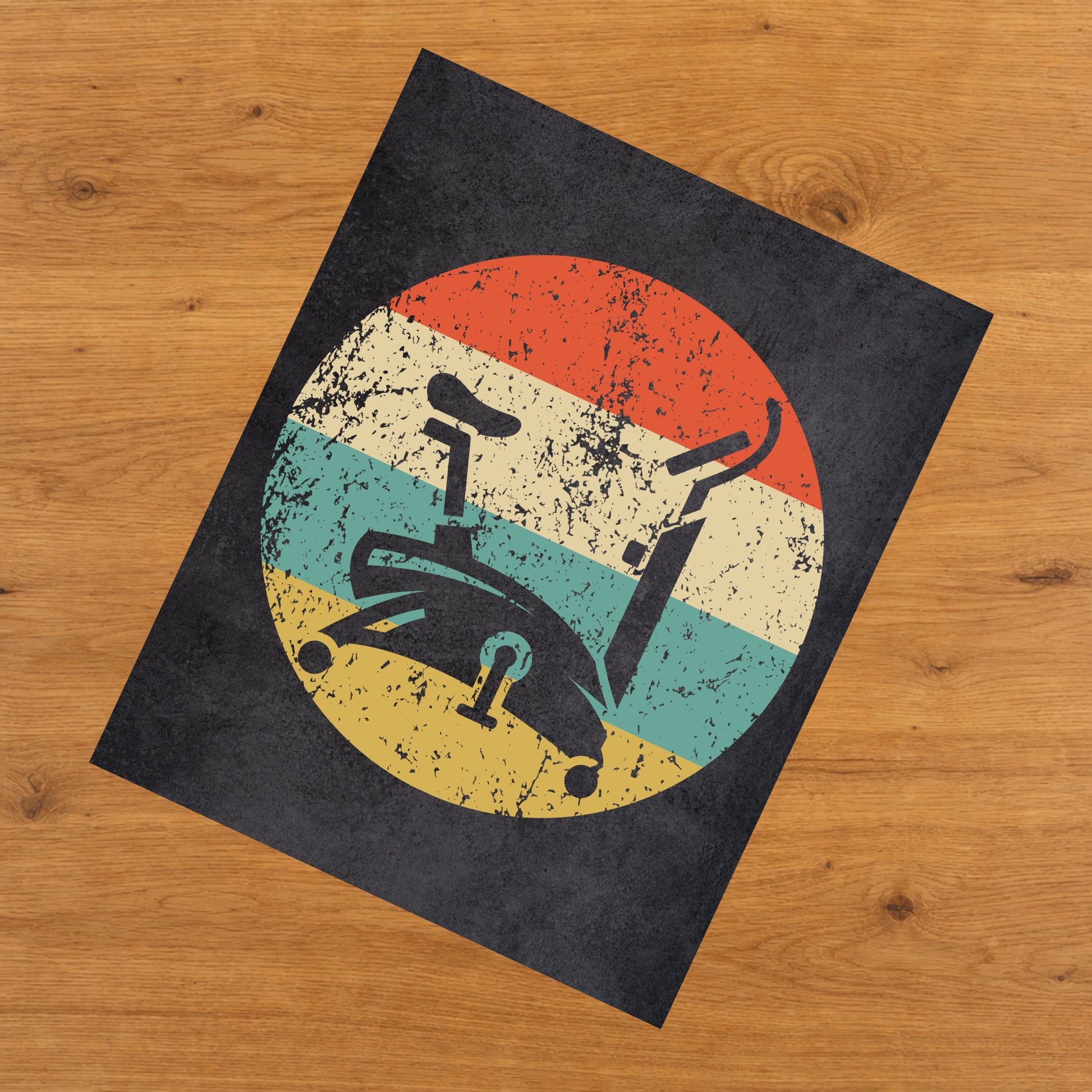 Stationary Bike Gym Equipment Icon Retro 8"x10" Wall Art Print