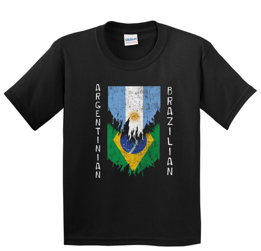 Argentinian Brazilian Flags Ripped Torn Argentina Brazil Youth T-Shirt