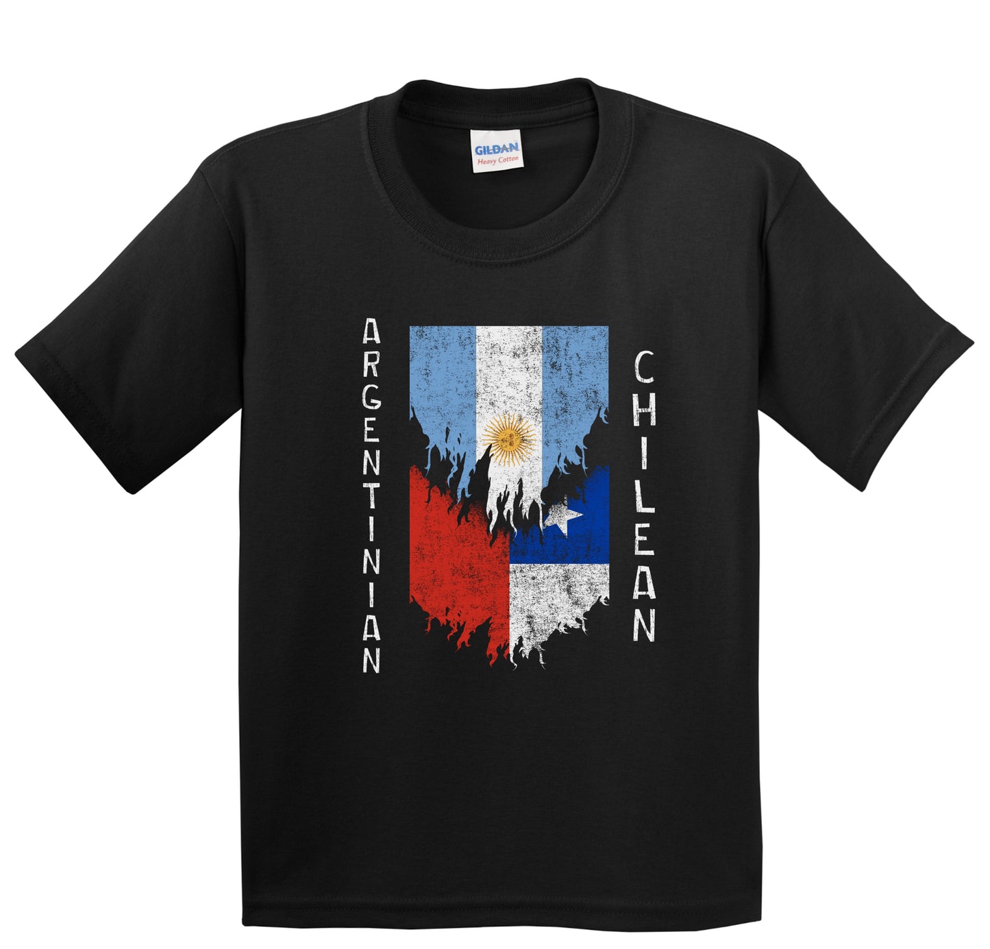 Argentinian Chilean Flags Ripped Torn Argentina Chile Youth T-Shirt