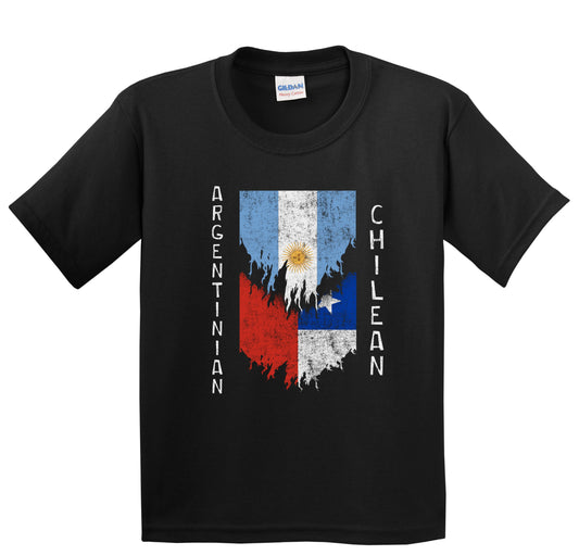 Argentinian Chilean Flags Ripped Torn Argentina Chile Youth T-Shirt