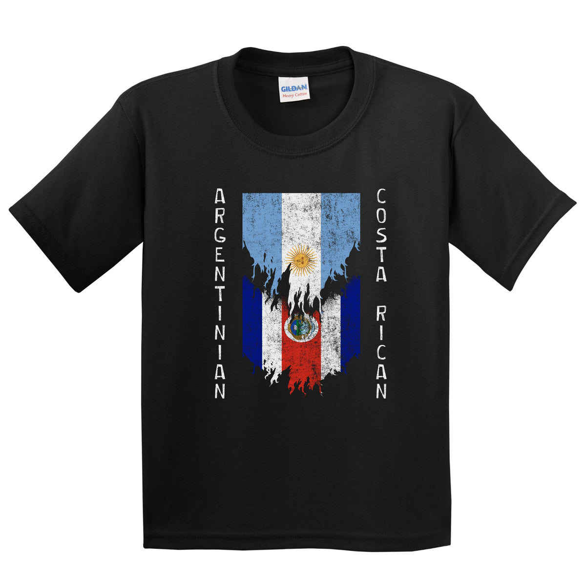 Argentinian Costa Rican Flags Ripped Torn Argentina Costa Rica Youth T-Shirt