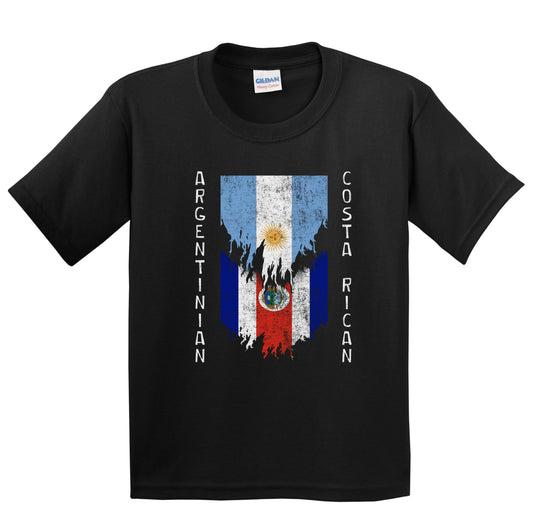 Argentinian Costa Rican Flags Ripped Torn Argentina Costa Rica Youth T-Shirt