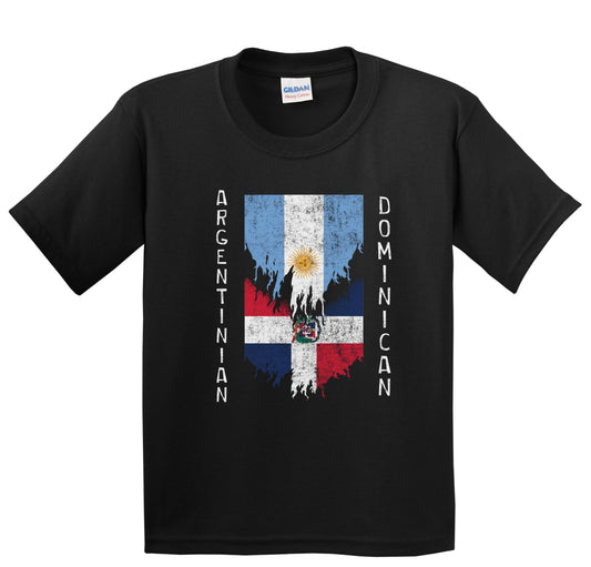 Argentinian Dominican Flags Ripped Torn Argentina Dominican Republic Youth T-Shirt