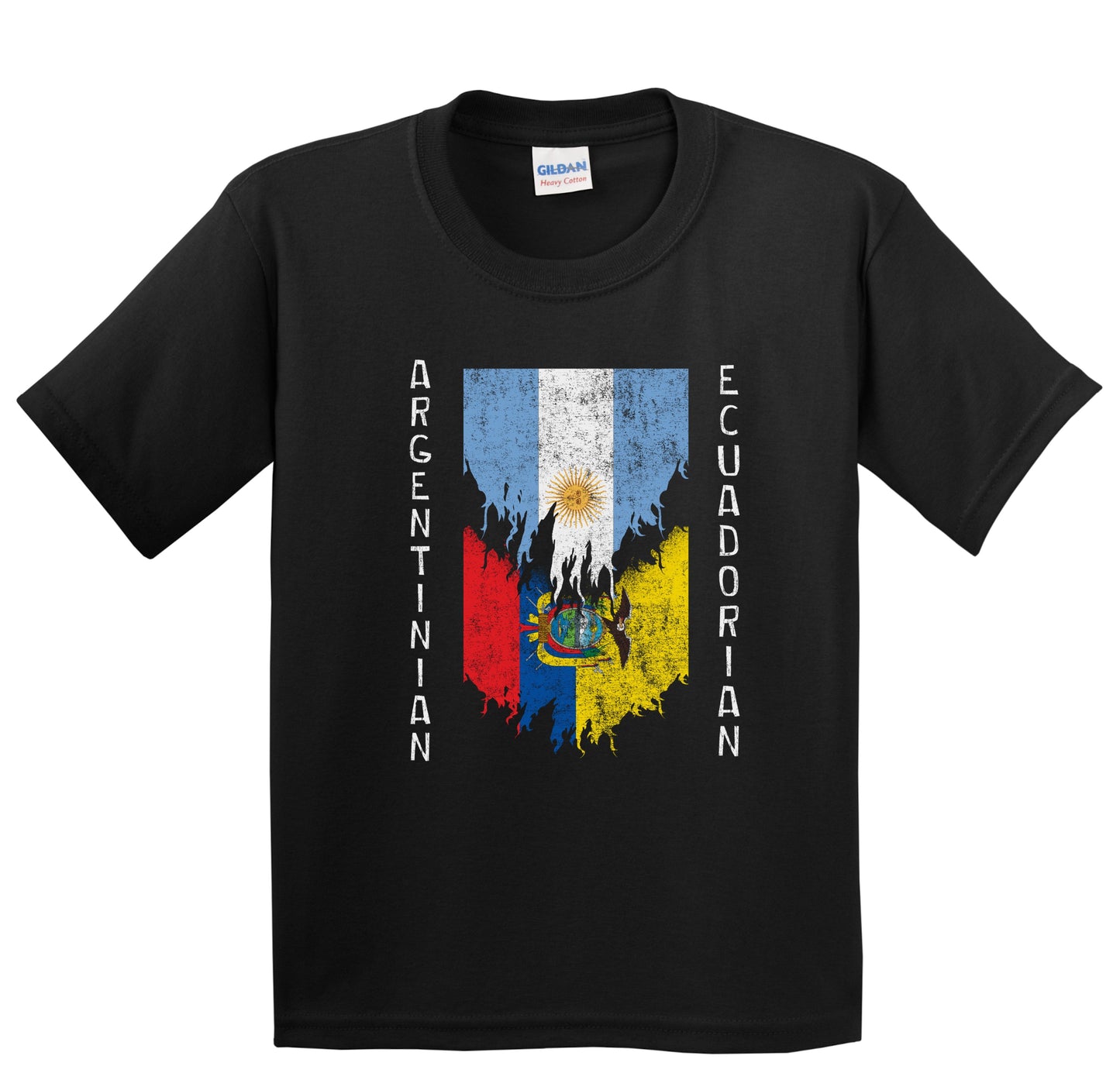Argentinian Ecuadorian Flags Ripped Torn Argentina Ecuador Youth T-Shirt