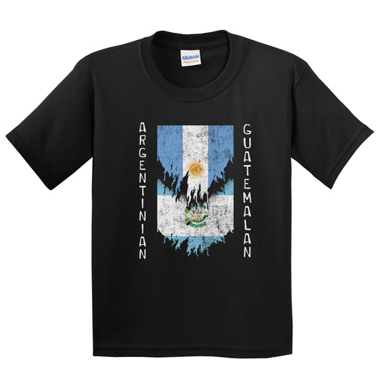 Argentinian Guatemalan Flags Ripped Torn Argentina Guatemala Youth T-Shirt