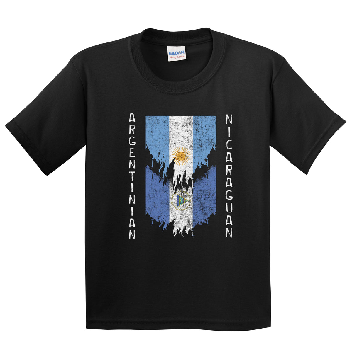 Argentinian Nicaraguan Flags Ripped Torn Argentina Nicaragua Youth T-Shirt