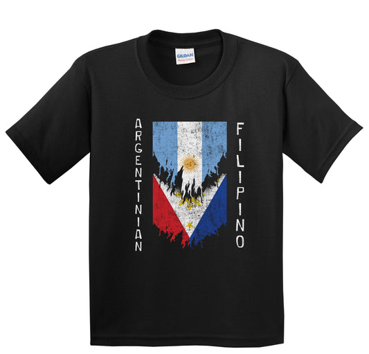 Argentinian Filipino Flags Ripped Torn Argentina Philippines Youth T-Shirt