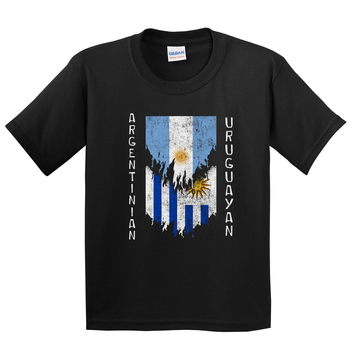 Argentinian Uruguayan Flags Ripped Torn Argentina Uruguay Youth T-Shirt