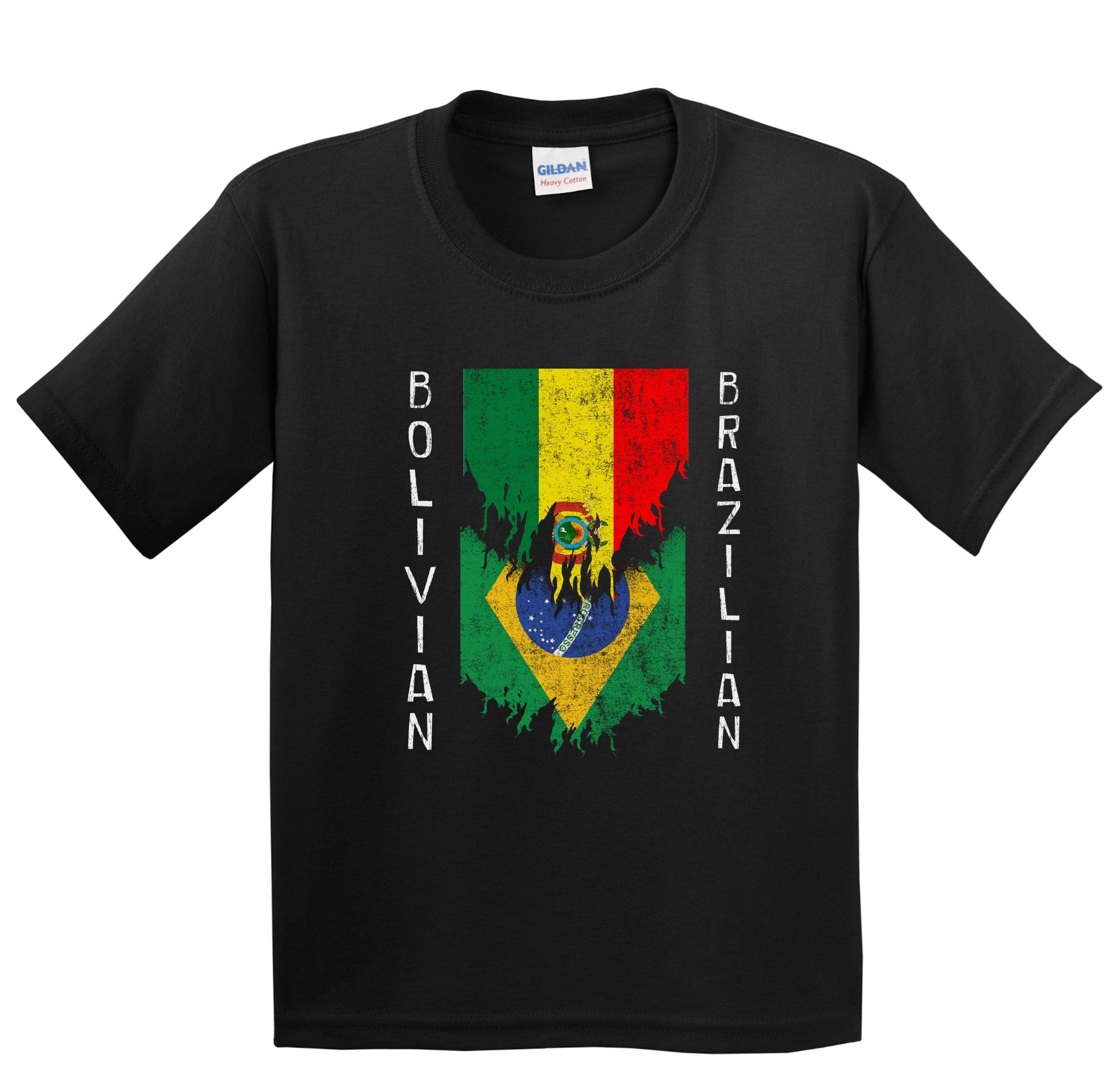 Bolivian Brazilian Flags Ripped Torn Bolivia Brazil Youth T-Shirt