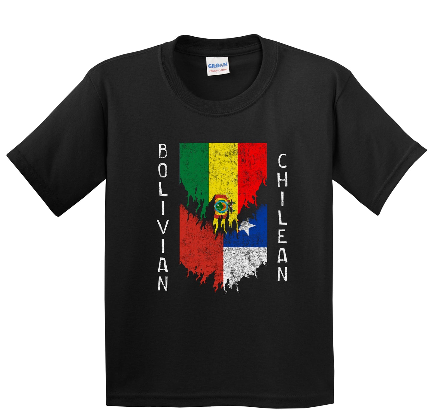 Bolivian Chilean Flags Ripped Torn Bolivia Chile Youth T-Shirt