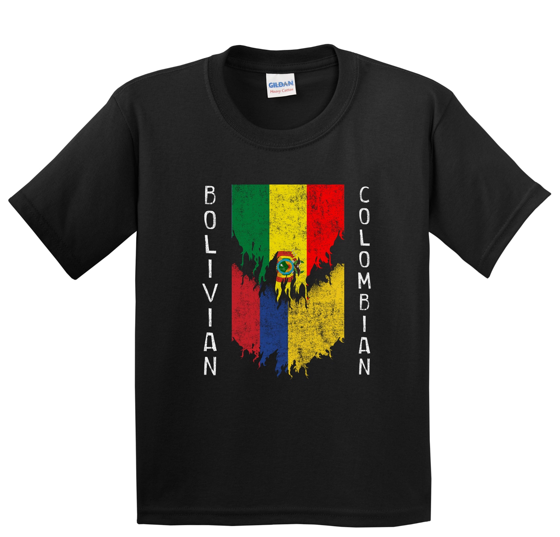 Bolivian Colombian Flags Ripped Torn Bolivia Colombia Youth T-Shirt