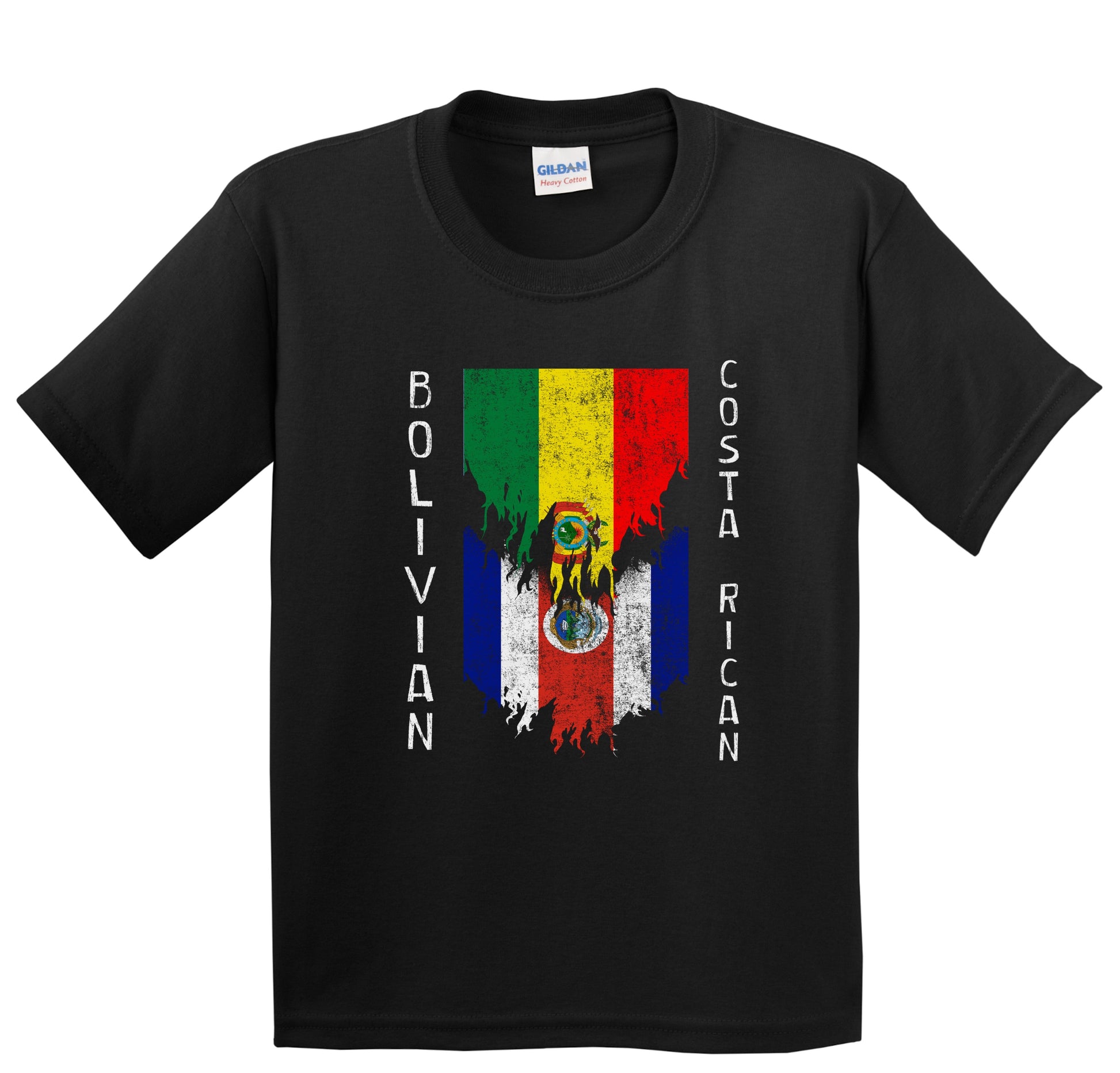 Bolivian Costa Rican Flags Ripped Torn Bolivia Costa Rica Youth T-Shirt