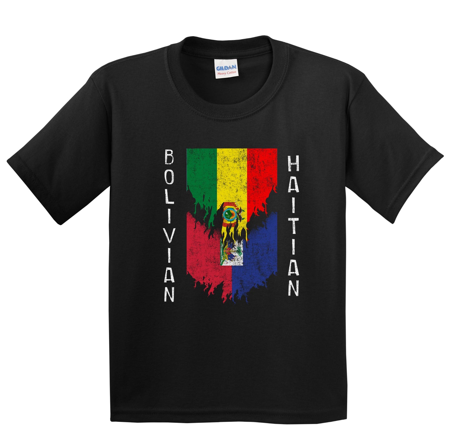 Bolivian Haitian Flags Ripped Torn Bolivia Haiti Youth T-Shirt