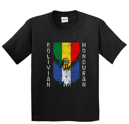 Bolivian Honduran Flags Ripped Torn Bolivia Honduras Youth T-Shirt