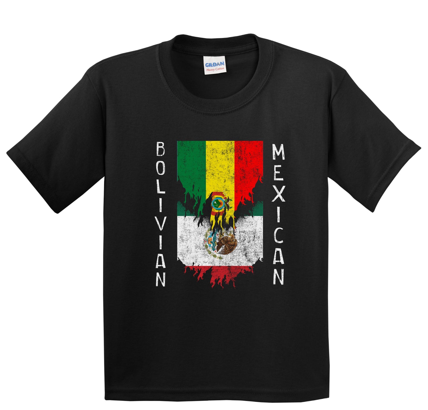 Bolivian Mexican Flags Ripped Torn Bolivia Mexico Youth T-Shirt