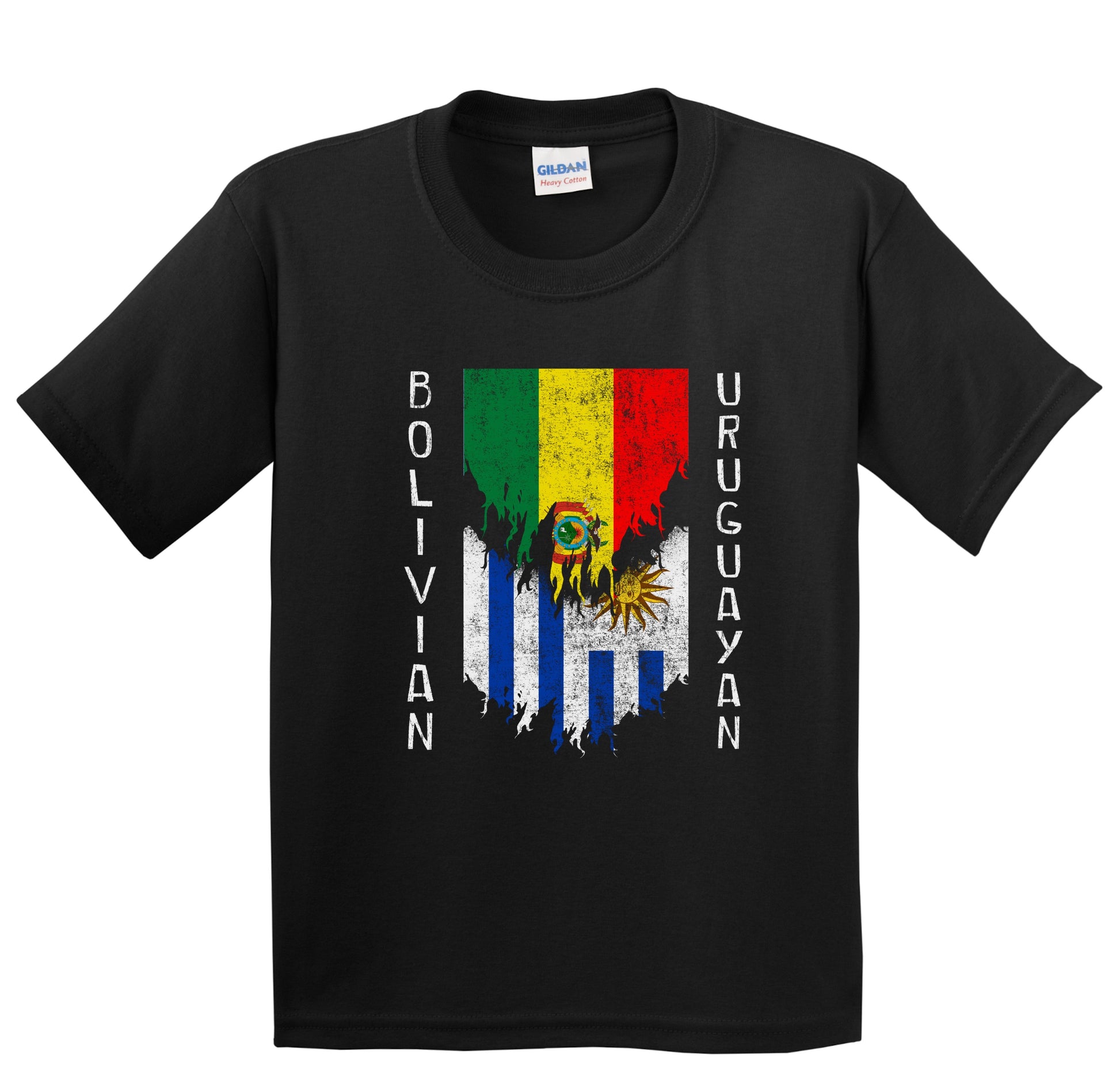 Bolivian Uruguayan Flags Ripped Torn Bolivia Uruguay Youth T-Shirt