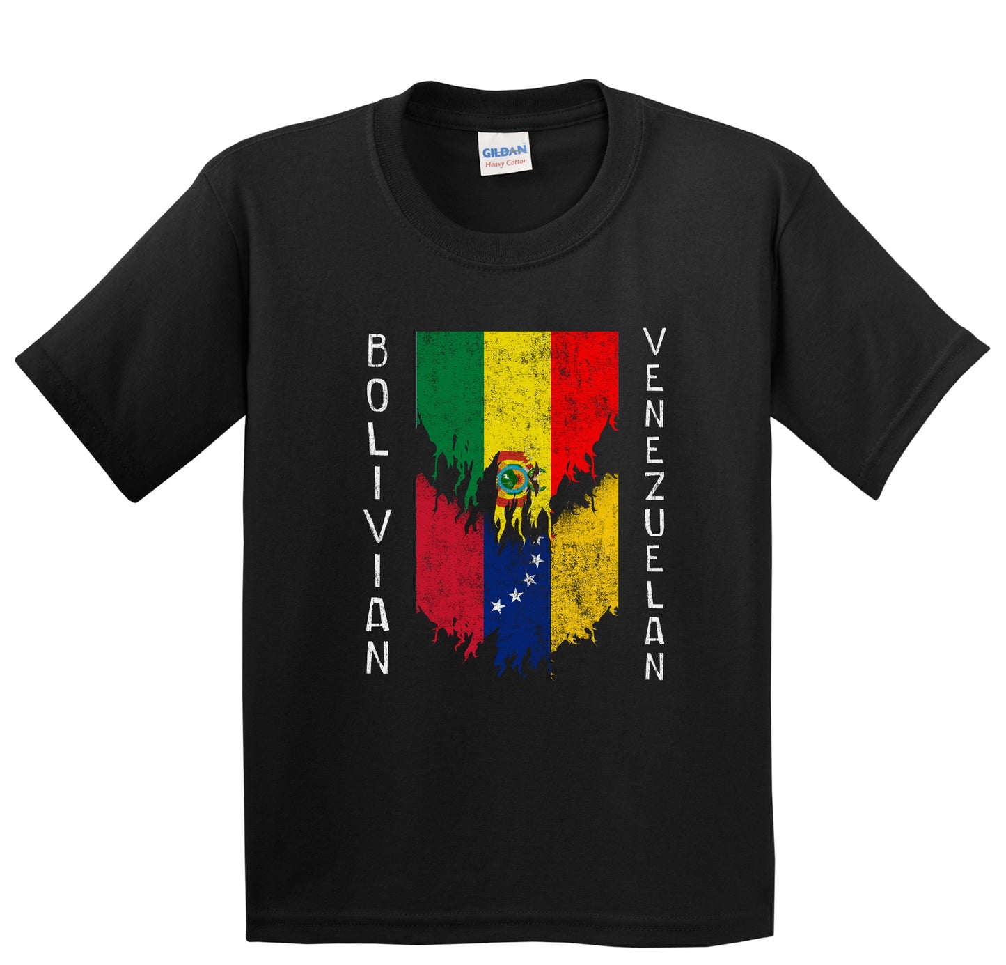 Bolivian Venezuelan Flags Ripped Torn Bolivia Venezuela Youth T-Shirt