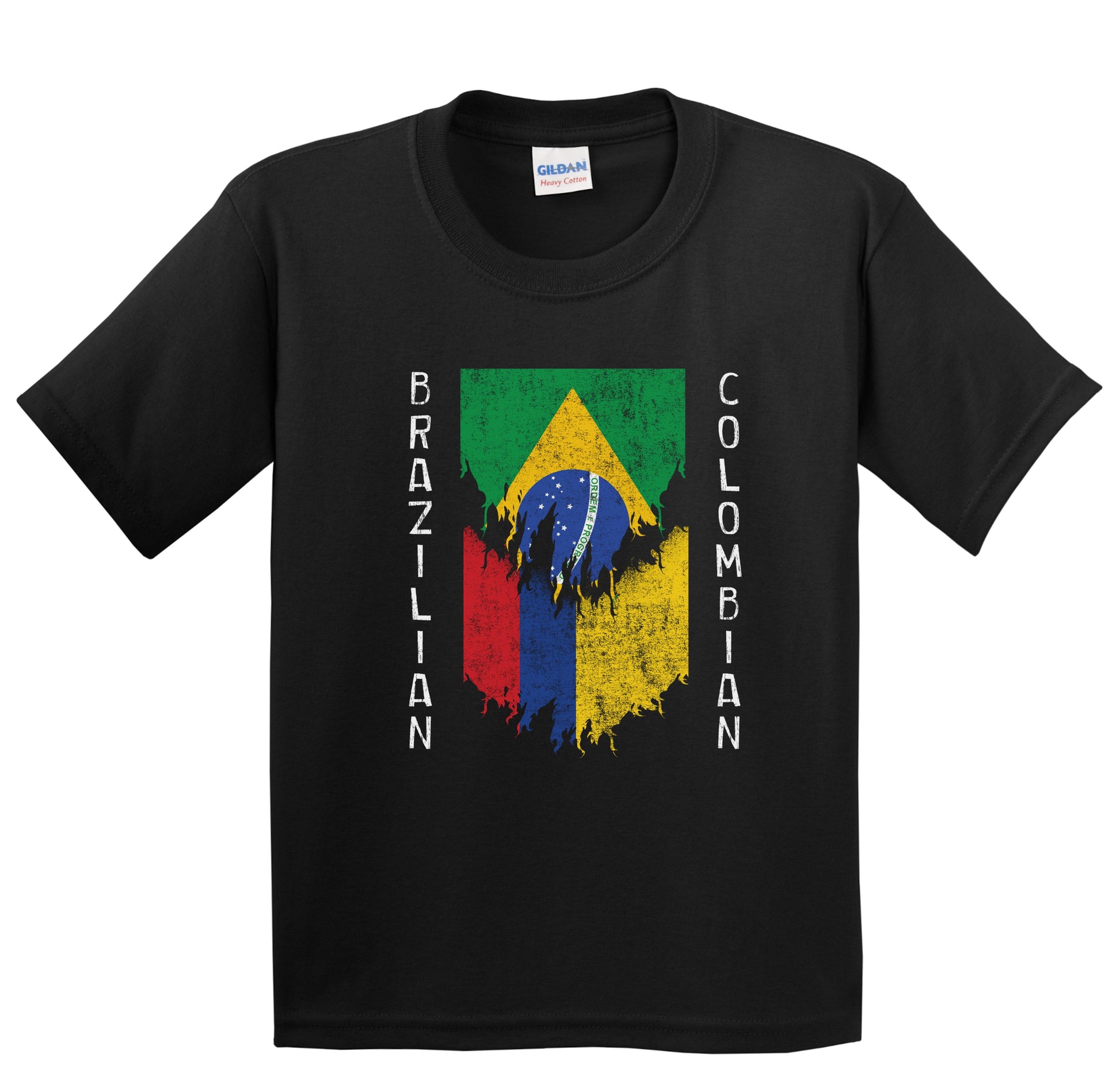 Brazilian Colombian Flags Ripped Torn Brazil Colombia Youth T-Shirt