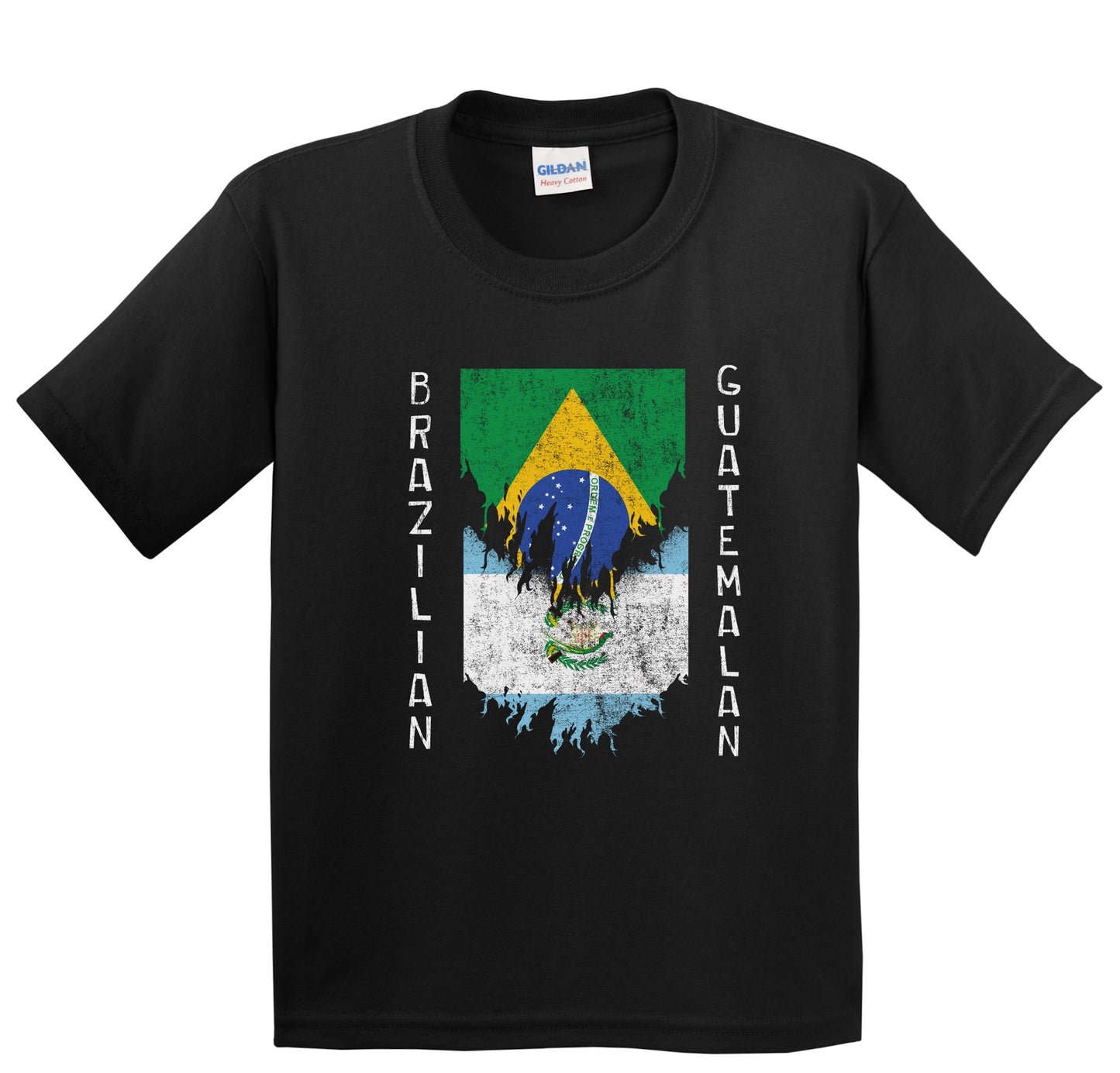 Brazilian Guatemalan Flags Ripped Torn Brazil Guatemala Youth T-Shirt