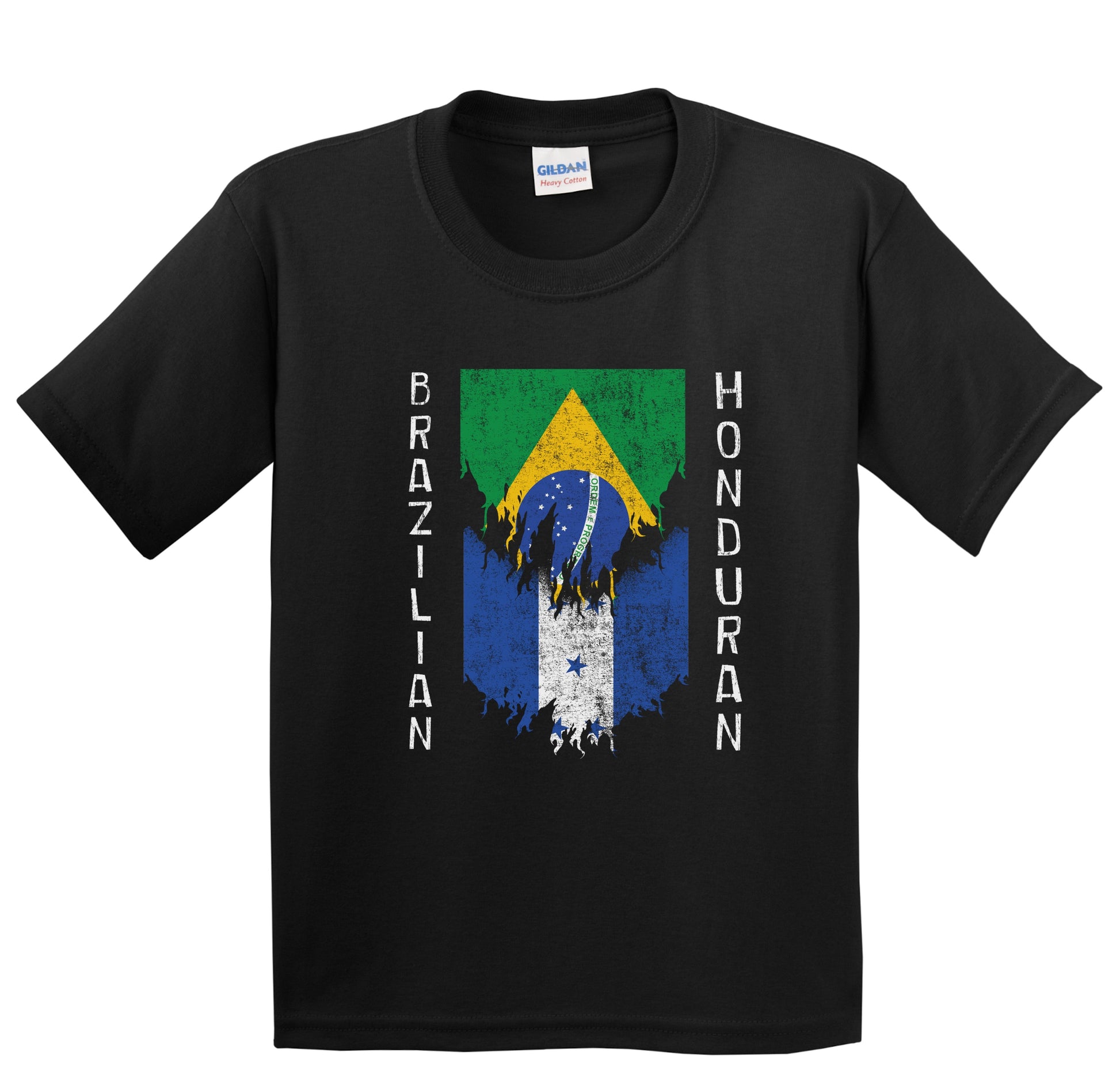 Brazilian Honduran Flags Ripped Torn Brazil Honduras Youth T-Shirt