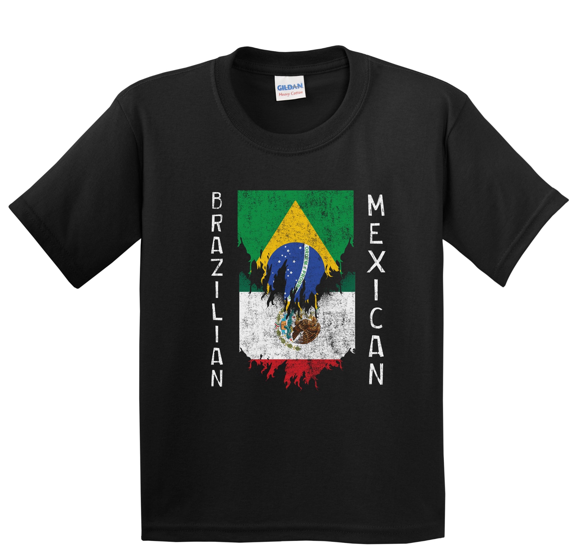 Brazilian Mexican Flags Ripped Torn Brazil Mexico Youth T-Shirt