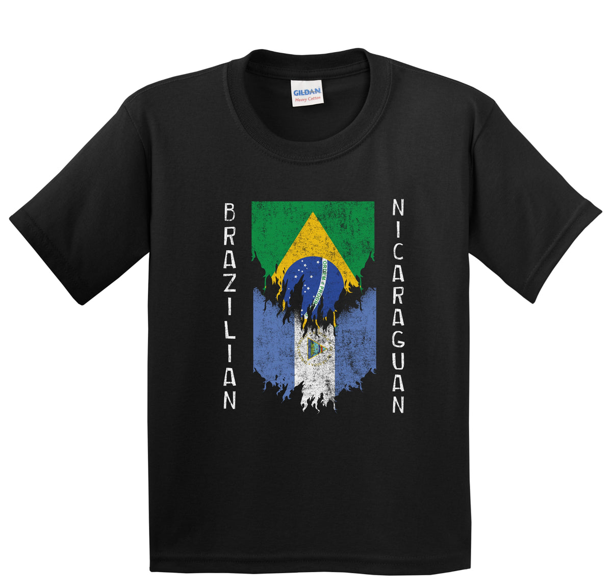 Brazilian Nicaraguan Flags Ripped Torn Brazil Nicaragua Youth T-Shirt