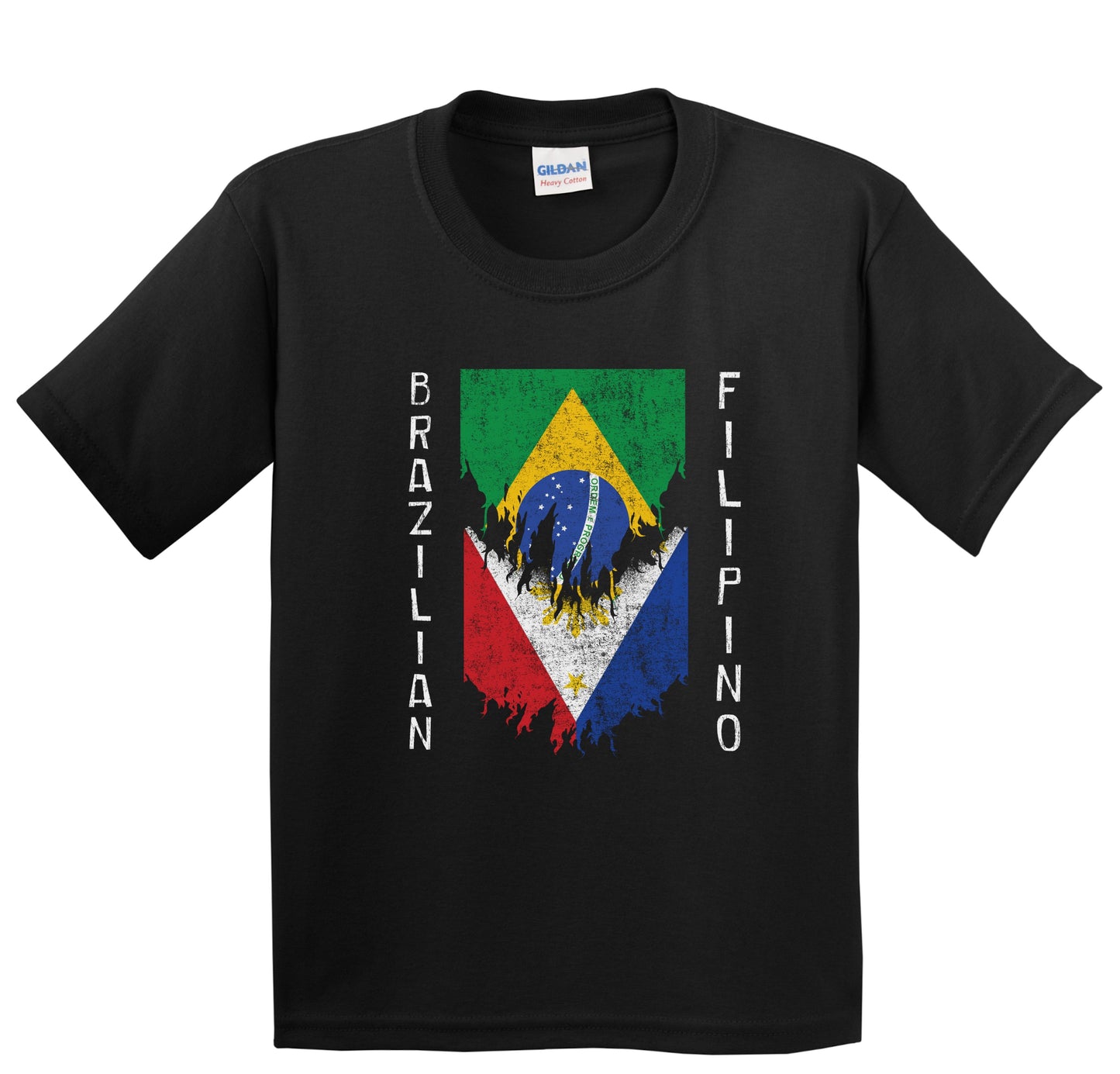 Brazilian Filipino Flags Ripped Torn Brazil Philippines Youth T-Shirt