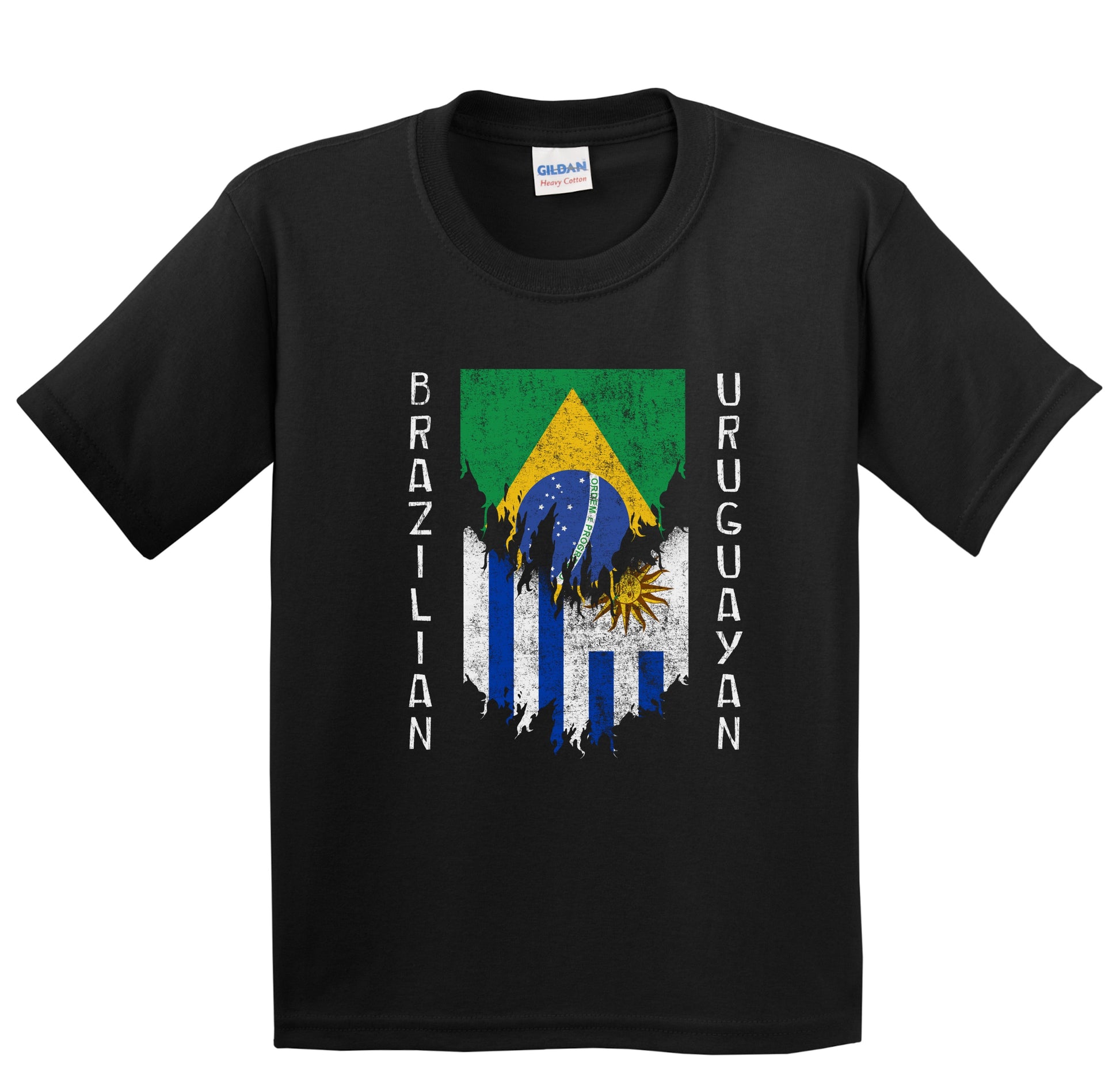 Brazilian Uruguayan Flags Ripped Torn Brazil Uruguay Youth T-Shirt