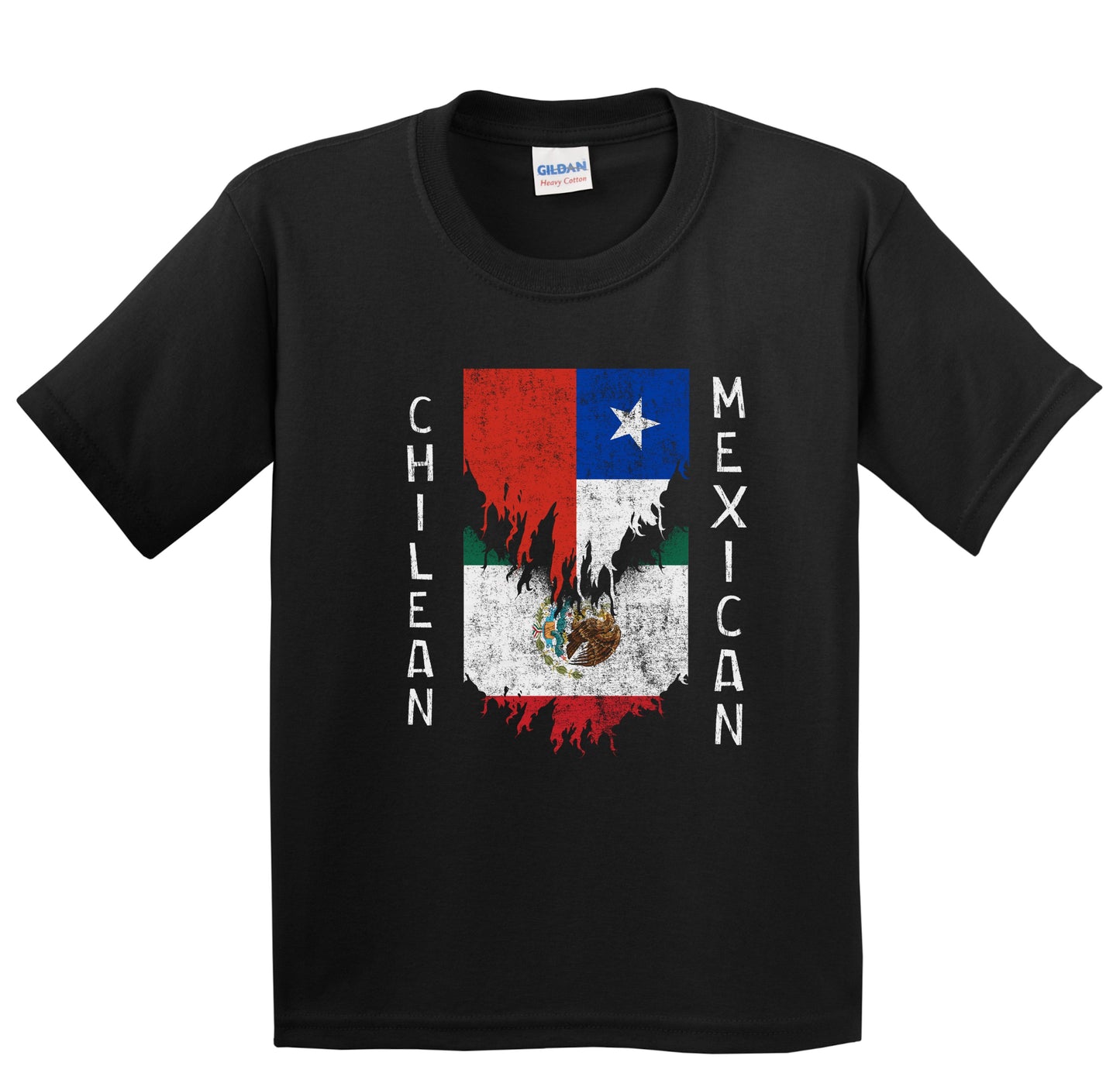 Chilean Mexican Flags Ripped Torn Chile Mexico Youth T-Shirt