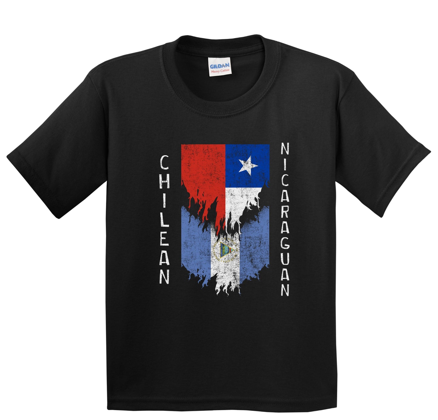 Chilean Nicaraguan Flags Ripped Torn Chile Nicaragua Youth T-Shirt