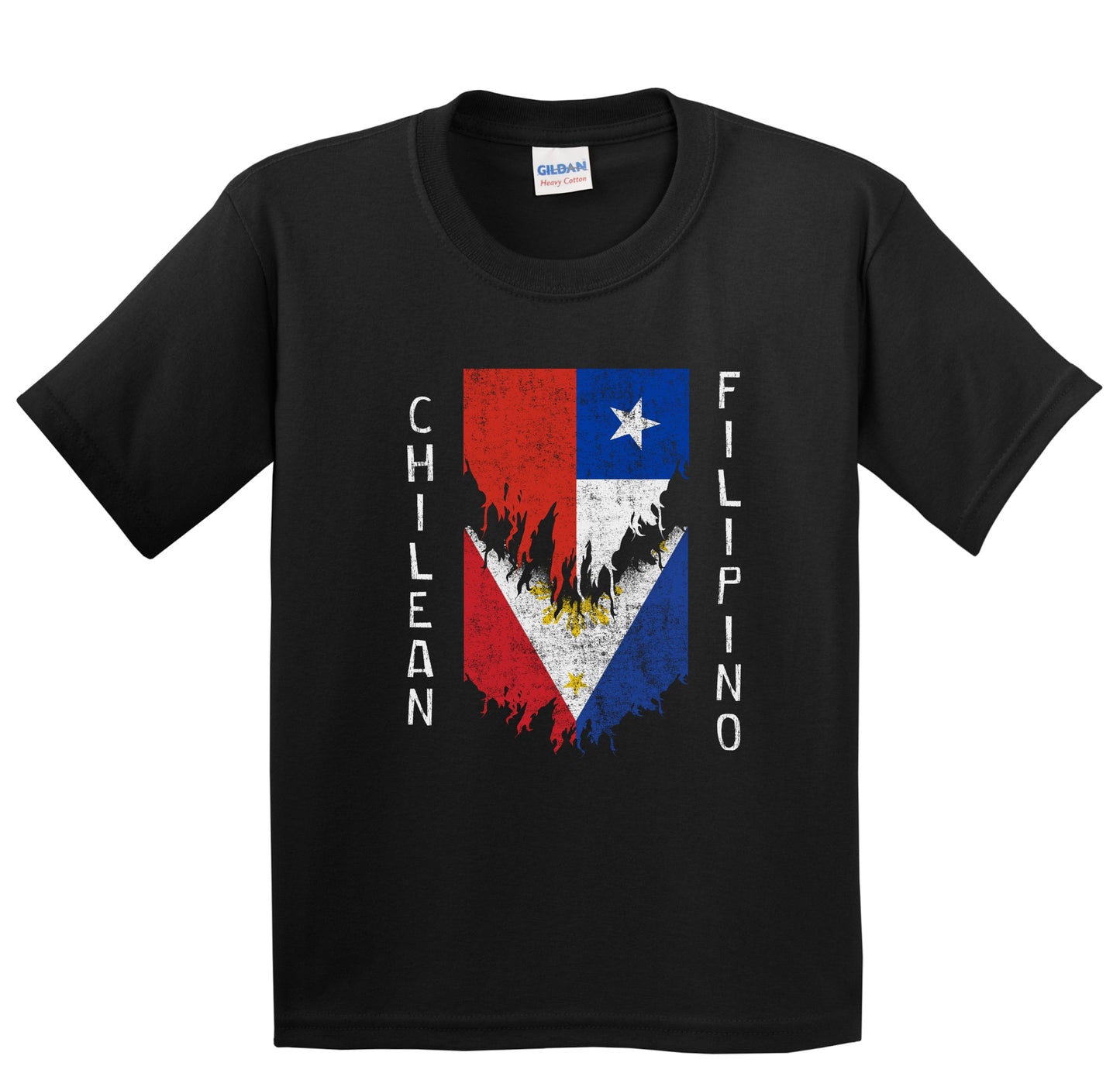 Chilean Filipino Flags Ripped Torn Chile Philippines Youth T-Shirt