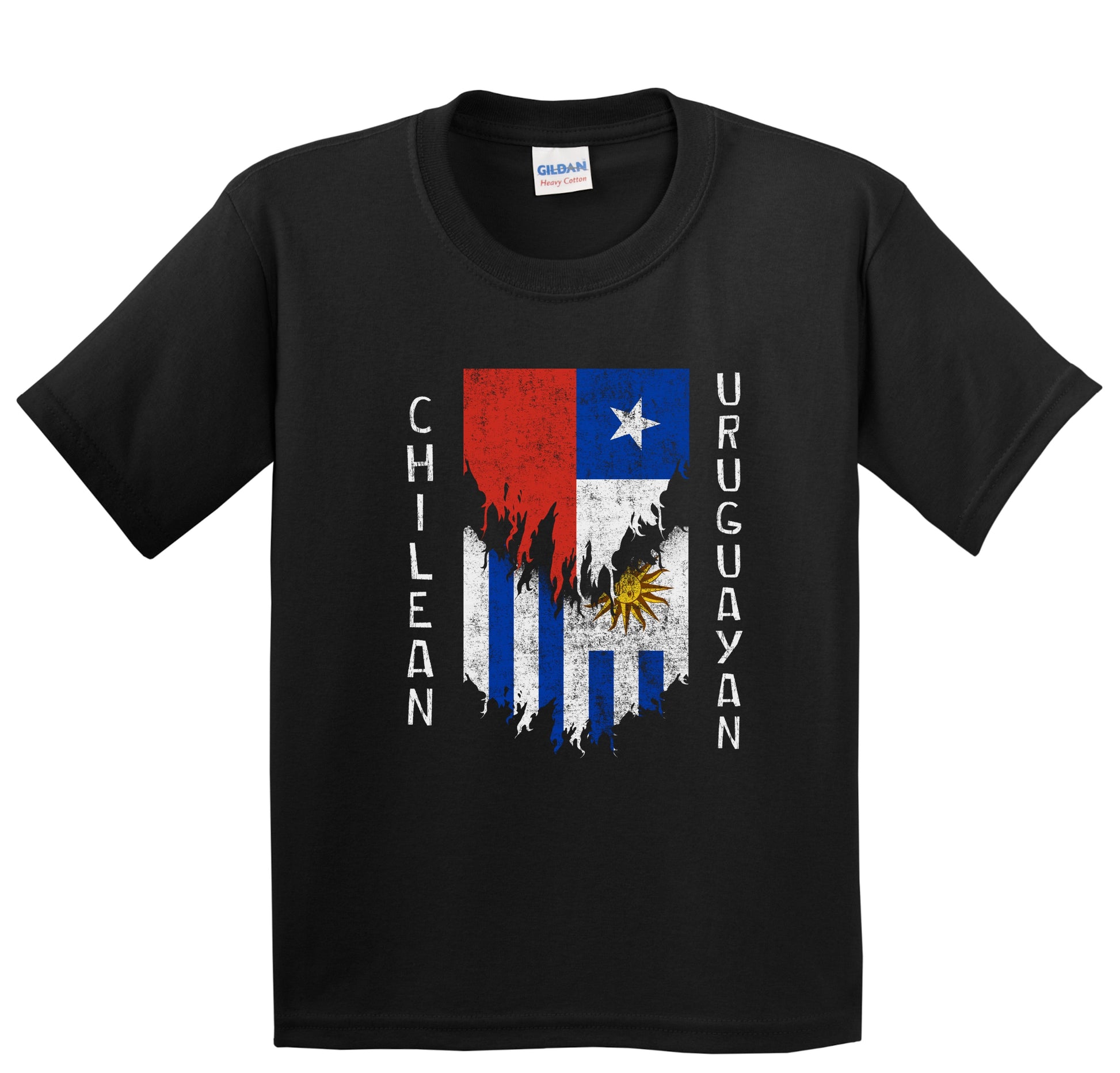 Chilean Uruguayan Flags Ripped Torn Chile Uruguay Youth T-Shirt