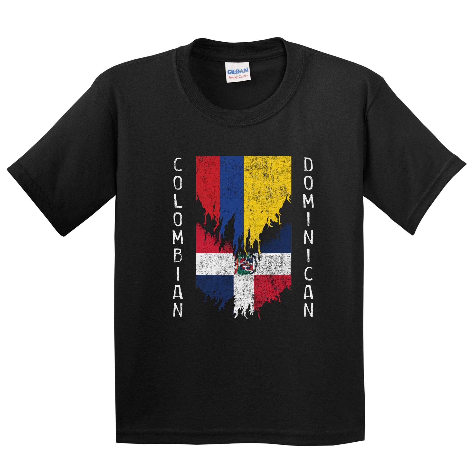 Colombian Dominican Flags Ripped Torn Colombia Dominican Republic Youth T-Shirt