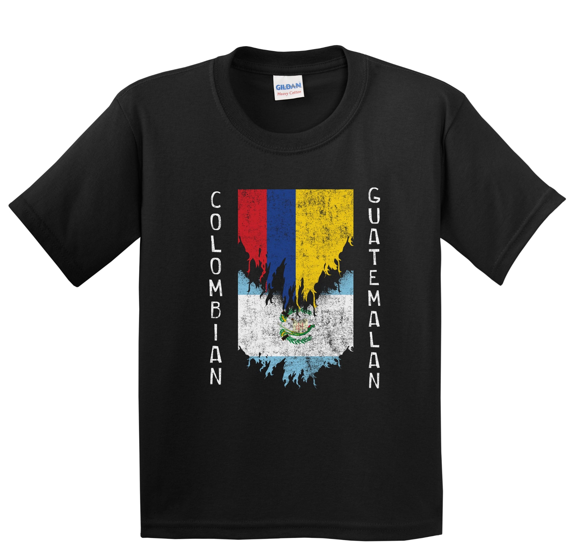 Colombian Guatemalan Flags Ripped Torn Colombia Guatemala Youth T-Shirt