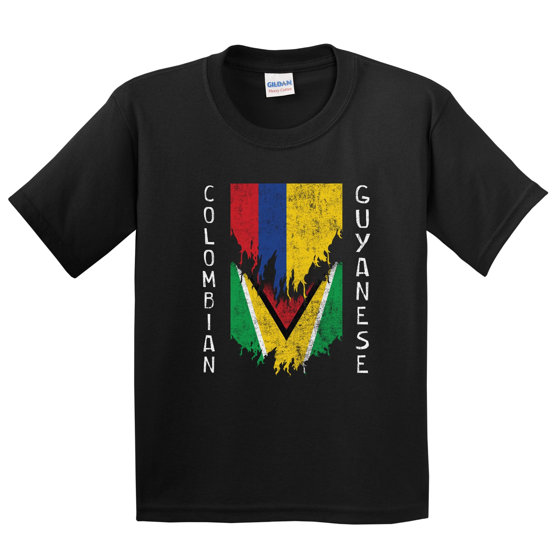 Colombian Guyanese Flags Ripped Torn Colombia Guyana Youth T-Shirt