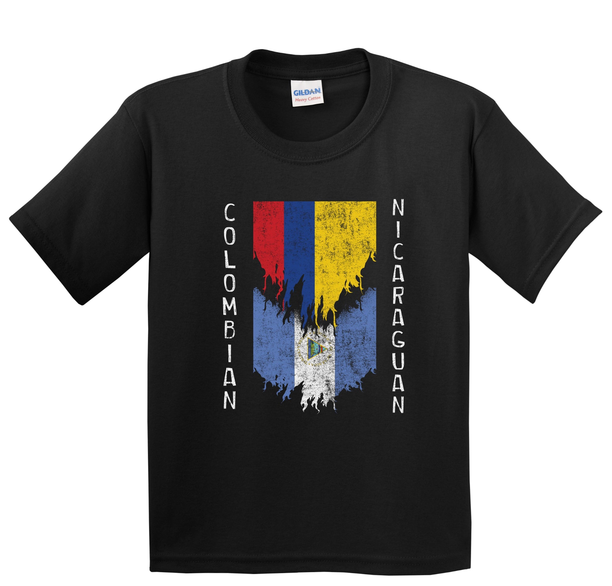 Colombian Nicaraguan Flags Ripped Torn Colombia Nicaragua Youth T-Shirt