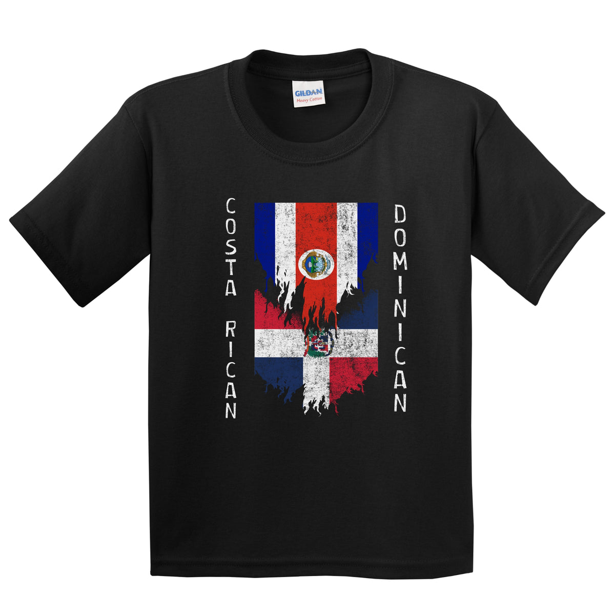 Costa Rican Dominican Flags Ripped Torn Costa Rica Dominican Republic Youth T-Shirt