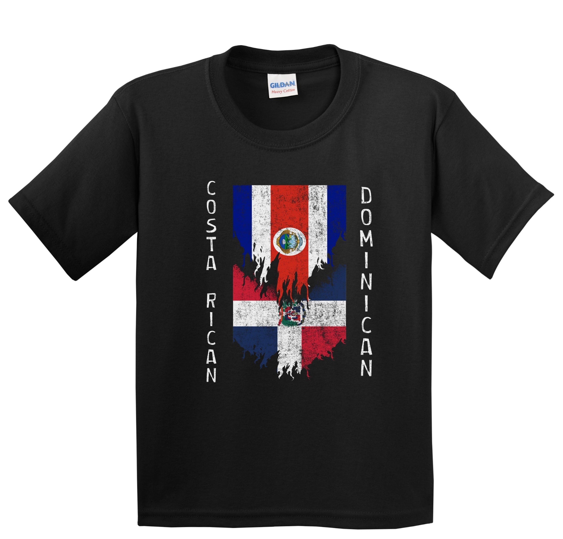Costa Rican Dominican Flags Ripped Torn Costa Rica Dominican Republic Youth T-Shirt