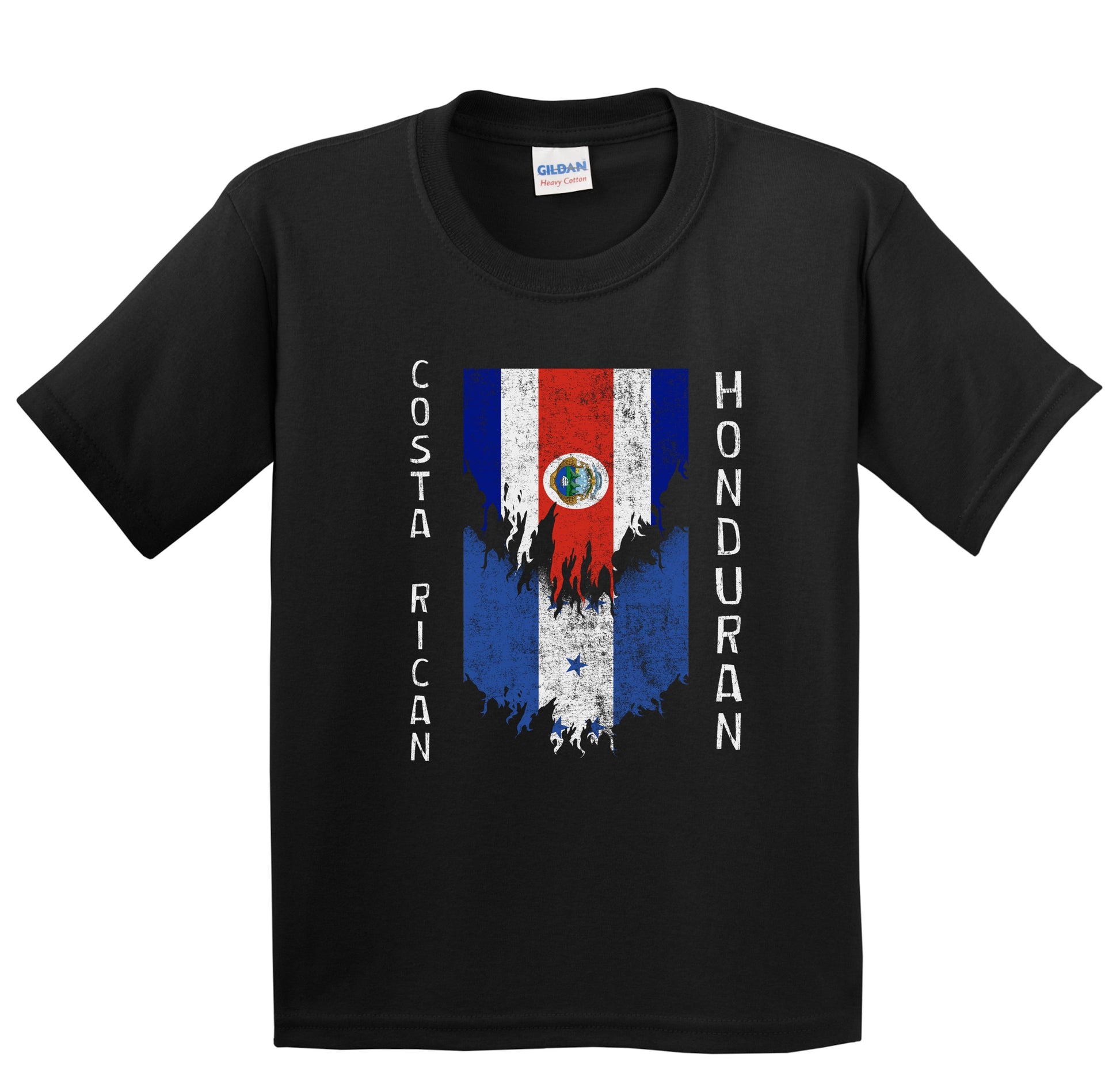 Costa Rican Honduran Flags Ripped Torn Costa Rica Honduras Youth T-Shirt