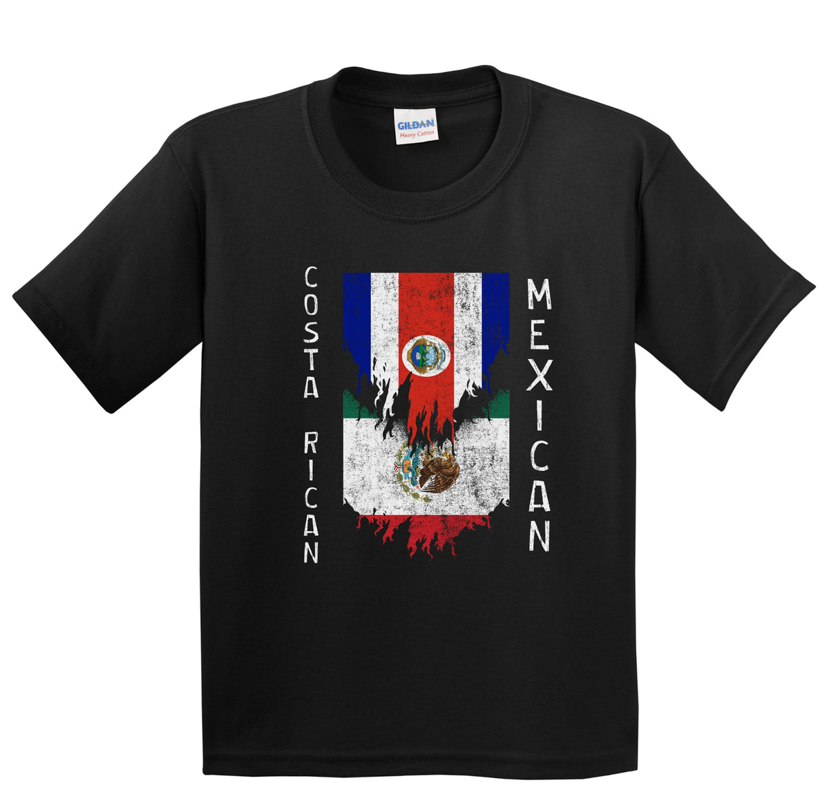 Costa Rican Mexican Flags Ripped Torn Costa Rica Mexico Youth T-Shirt