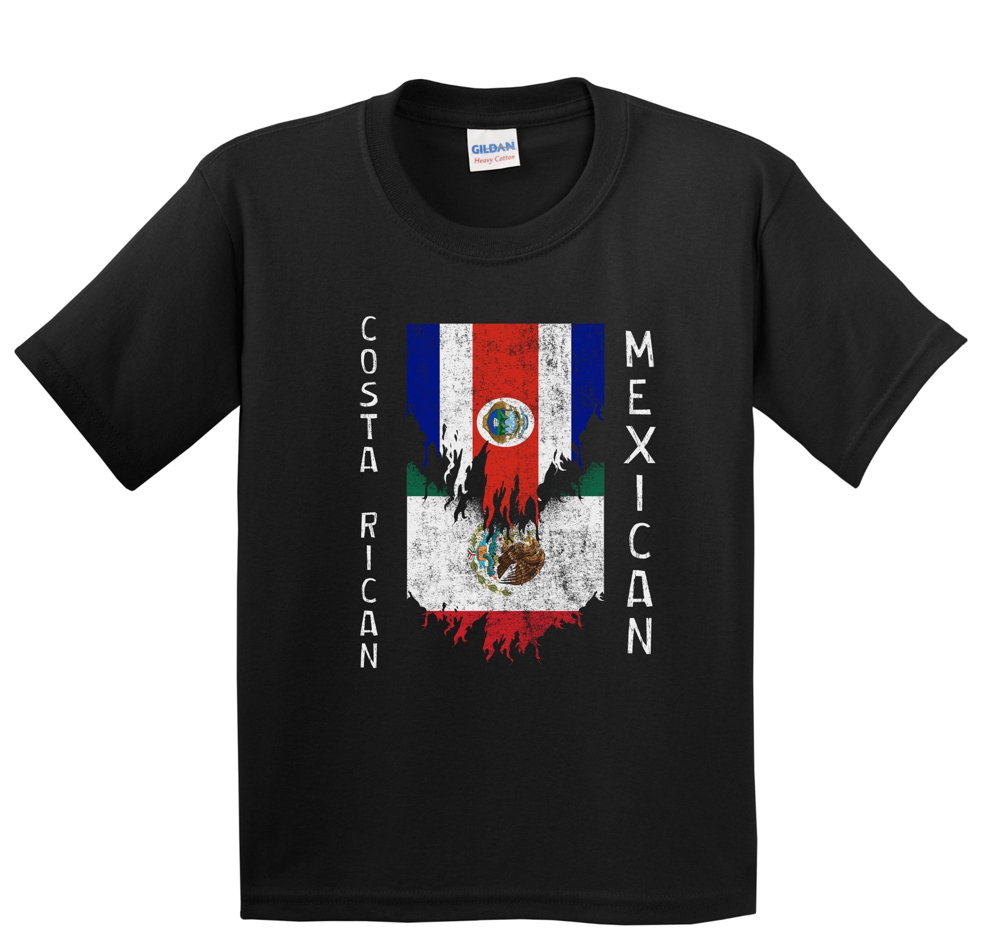 Costa Rican Mexican Flags Ripped Torn Costa Rica Mexico Youth T-Shirt