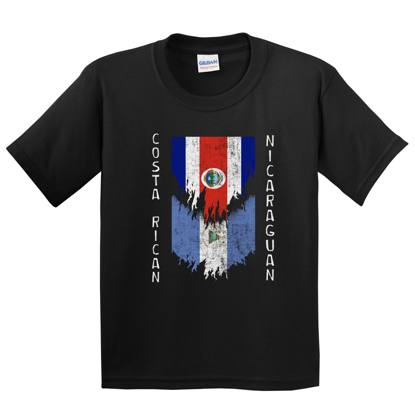 Costa Rican Nicaraguan Flags Ripped Torn Costa Rica Nicaragua Youth T-Shirt