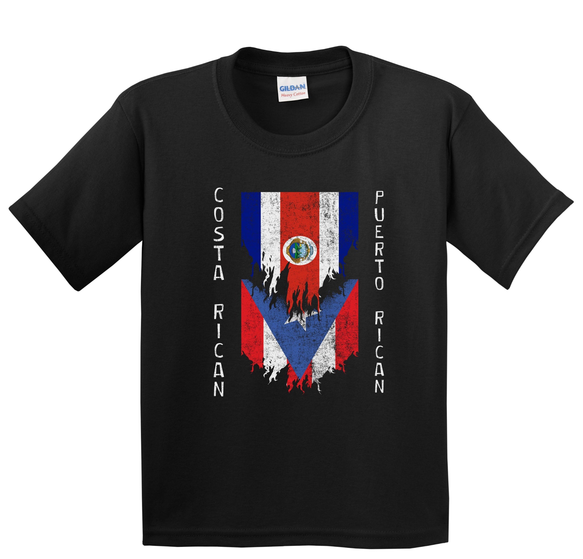 Costa Rican Puerto Rican Flags Ripped Torn Costa Rica Puerto Rico Youth T-Shirt